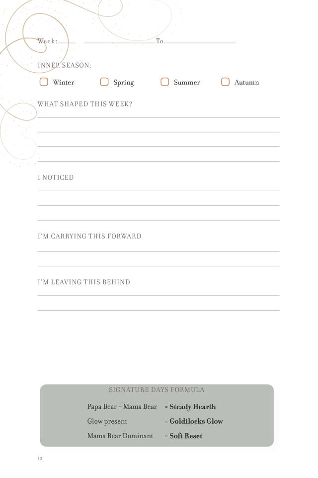 Goldilocks Journal - Weekly Spread - A Goldilocks Journal - Weekly Spread - A